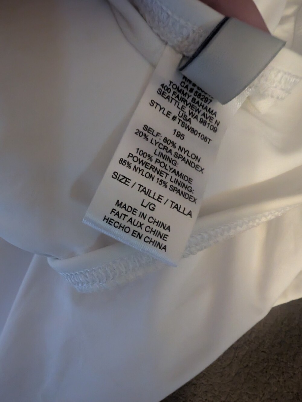 Tommy Bahama Pearl Over The Shoulder Long White V-Neck Tankini. - Picture 5 of 7